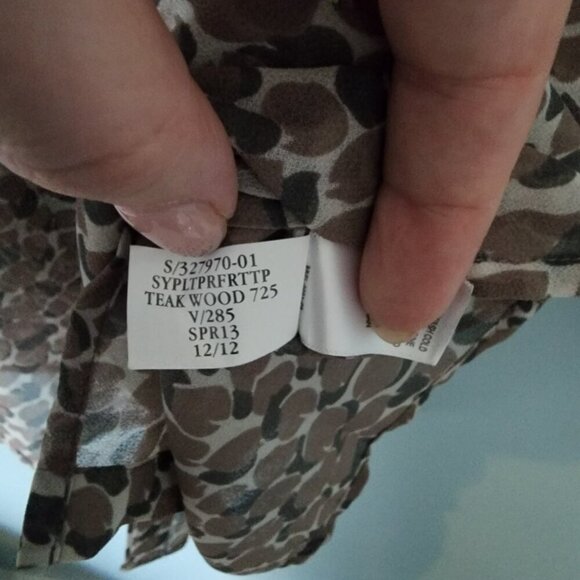 Banana Republic Top Womens XS Brown Teak Wood Print Petite Blouse - Picture 5 of 6